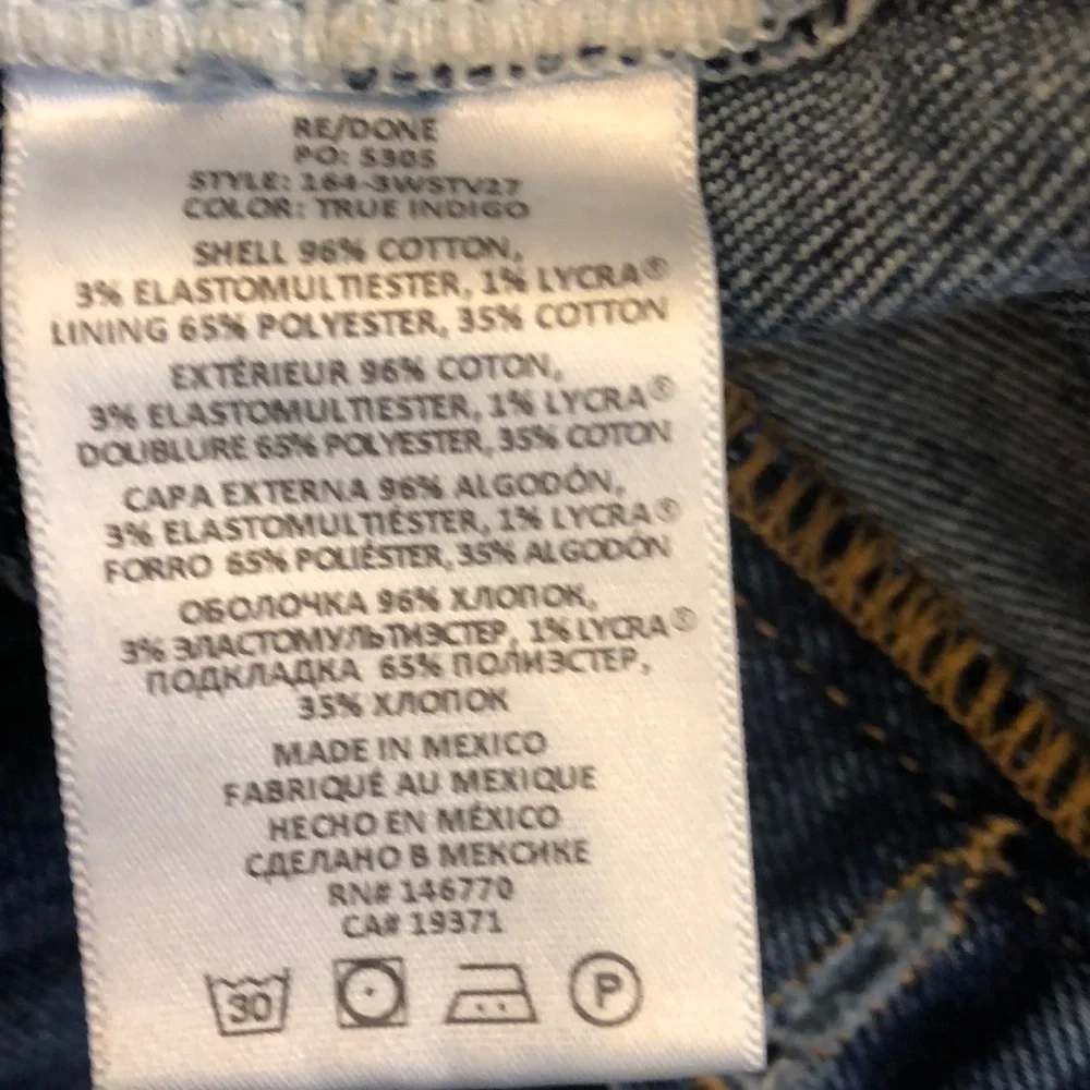 Re/Done straight leg, raw hem button-fly jeans 28 high-rise - Picture 7 of 7